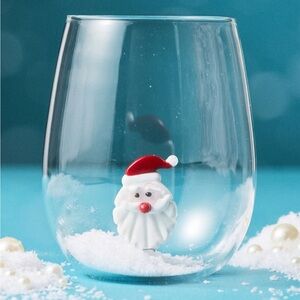 Anthropologie The Jolly Icon Stemless Wine Glass | Santa | NIB